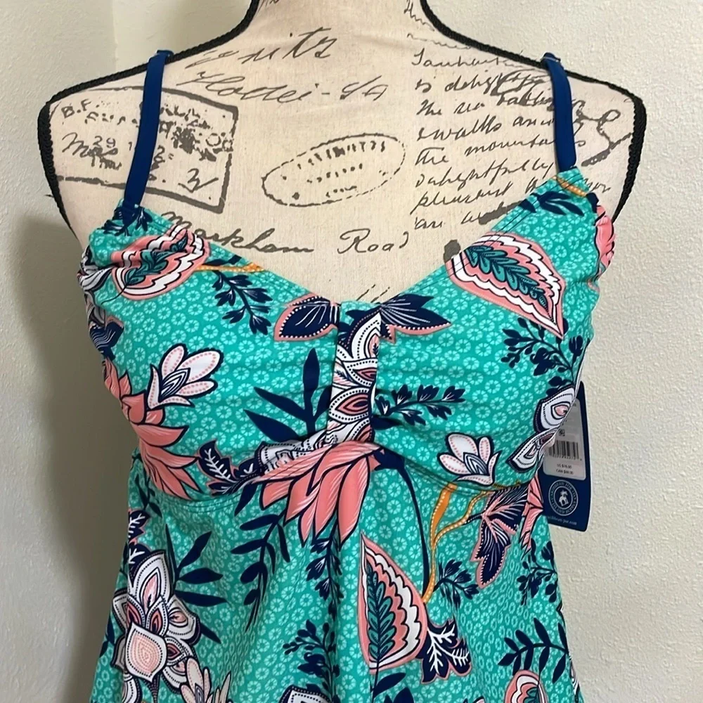 Caribbean Joe Green Floral Tankini Set